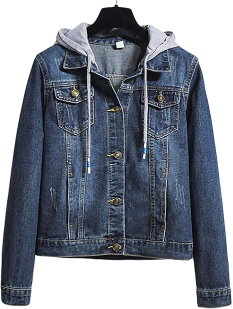 Amazon Co Jp Chunatch デニム ジャケット フード付き パーカー カジュアル Gジャン ダメージ 春 秋 冬 レディース2 ファッション