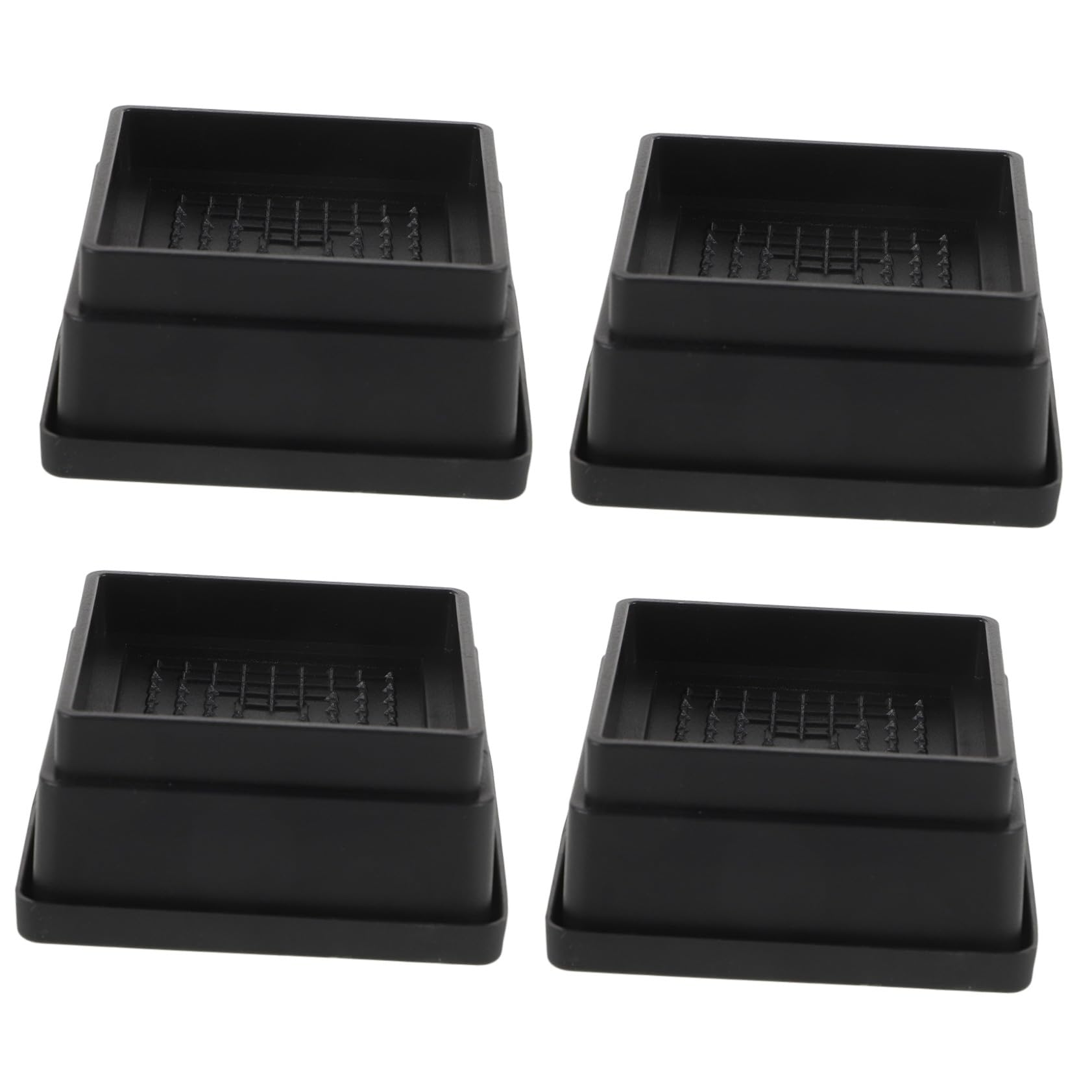 Blocs de rehausse pour meubles noirs en caoutchouc x4 pour lit et canapé