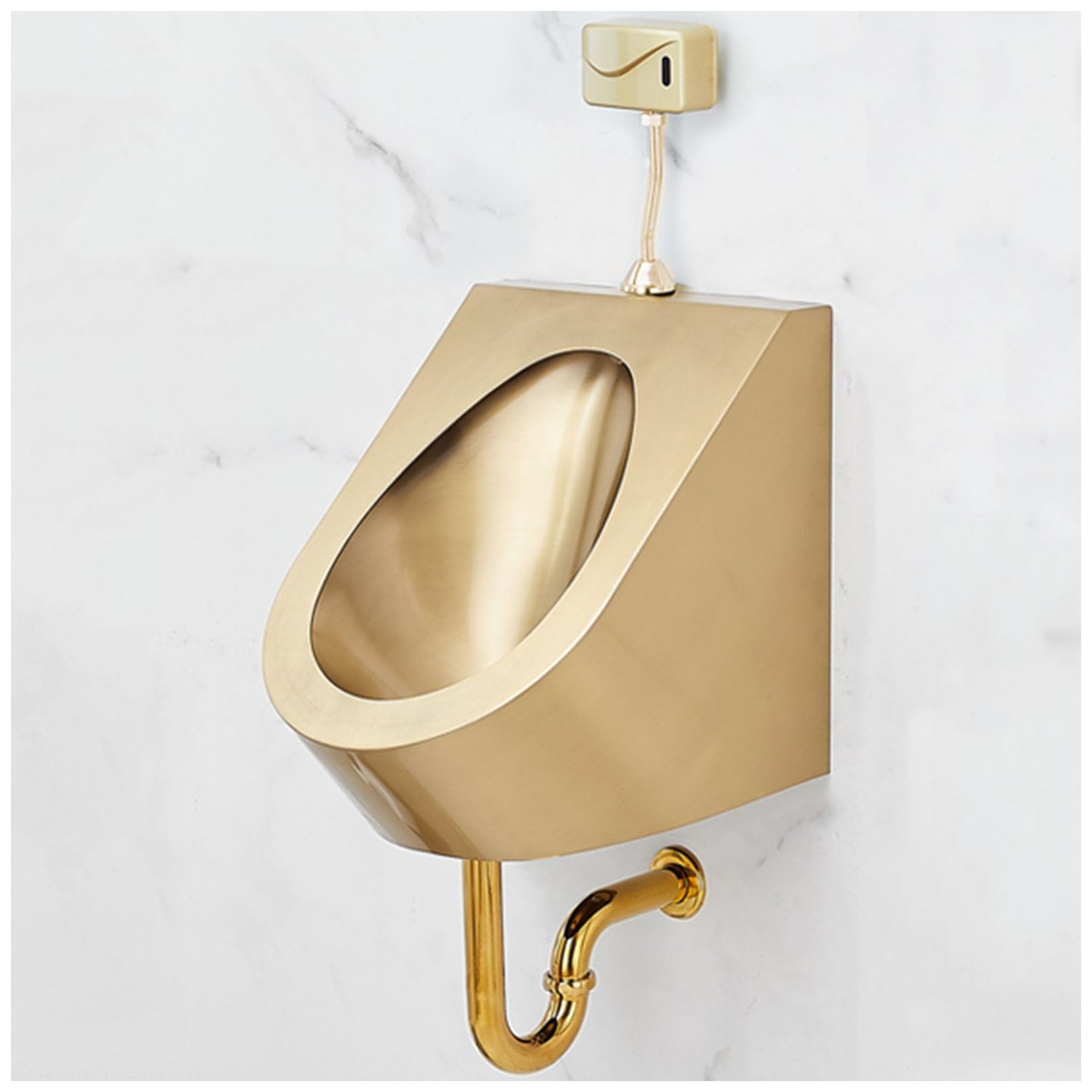 OTQEFTN Men's Flushing Urinal Stainless Steel Urinal, Commercial Washout High-Efficiency Urinal Creative Golden Urinal, Household Wall-Hung Toilets Urinal, for Hotels/Bars/Airpor