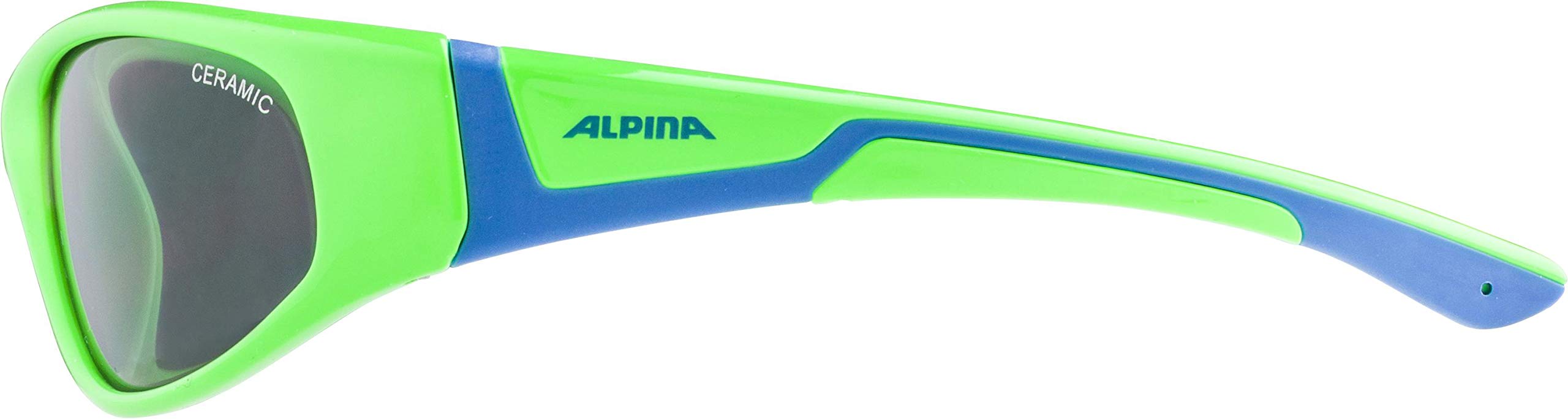 ALPINA Unisex - Dzieci, FLEXXY JUNIOR Okulary przeciwsłoneczne, neon green-blue gloss/black, One Size