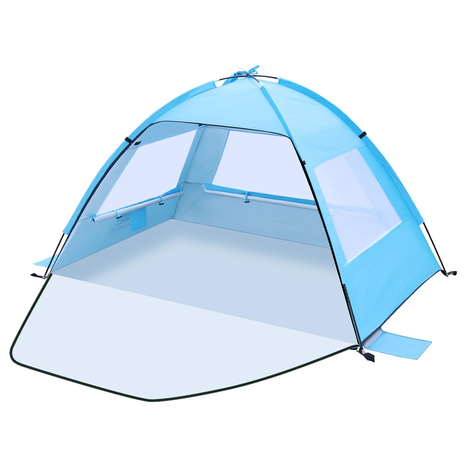 Tenda da Spiaggia e Campeggio, Tenda da Sole UV50+ Pieghevole e Impermeabile, Portatile con Massima Ventilazione e Finestre a Rete, Rifugio Stabile per Bambini e Famiglia