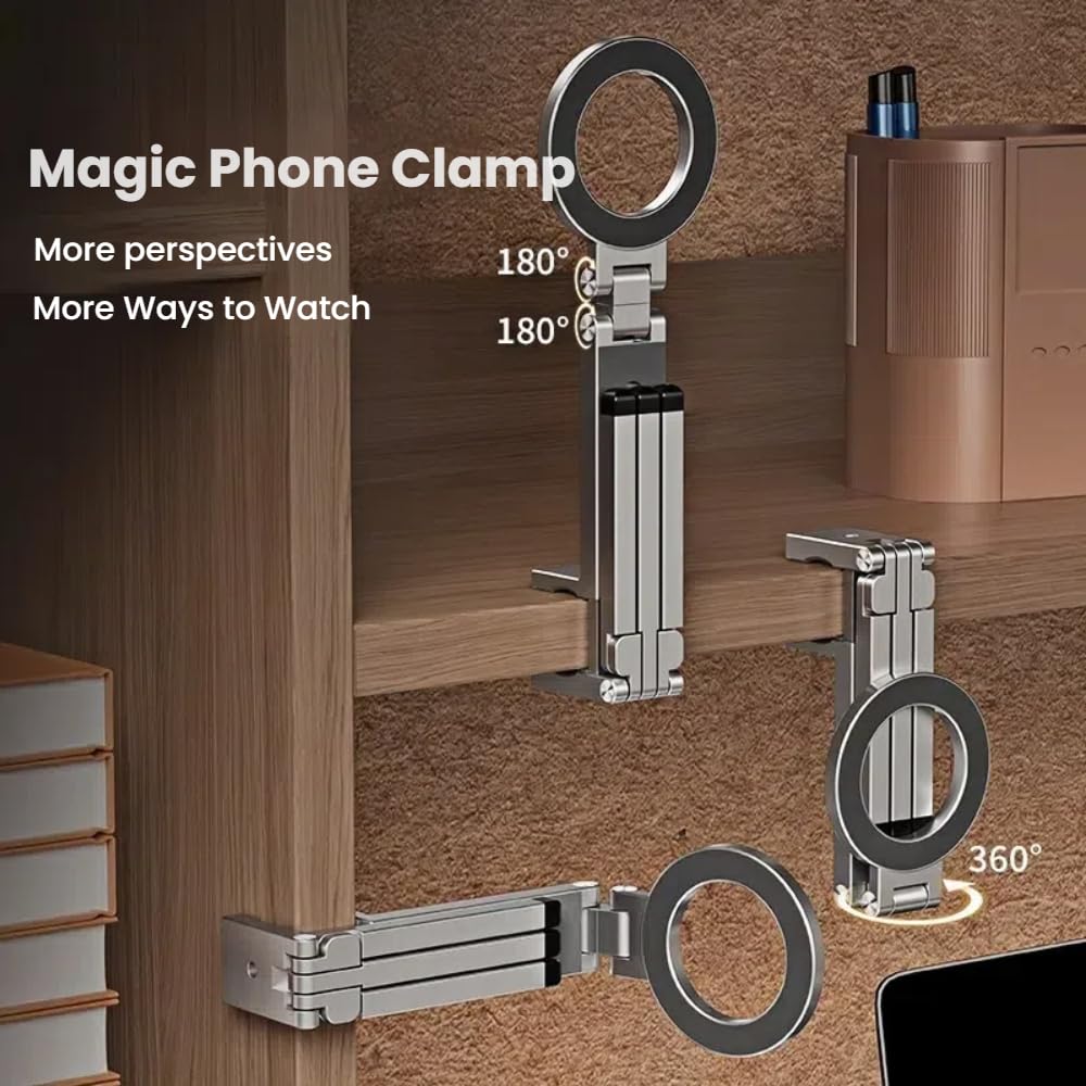 Treppiede magnetico tascabile per MagSafe, supporto pieghevole multifunzionale per telefono, supporto da scrivania, portatile, portatile, da viaggio, con vestibilità universale con anello in metallo