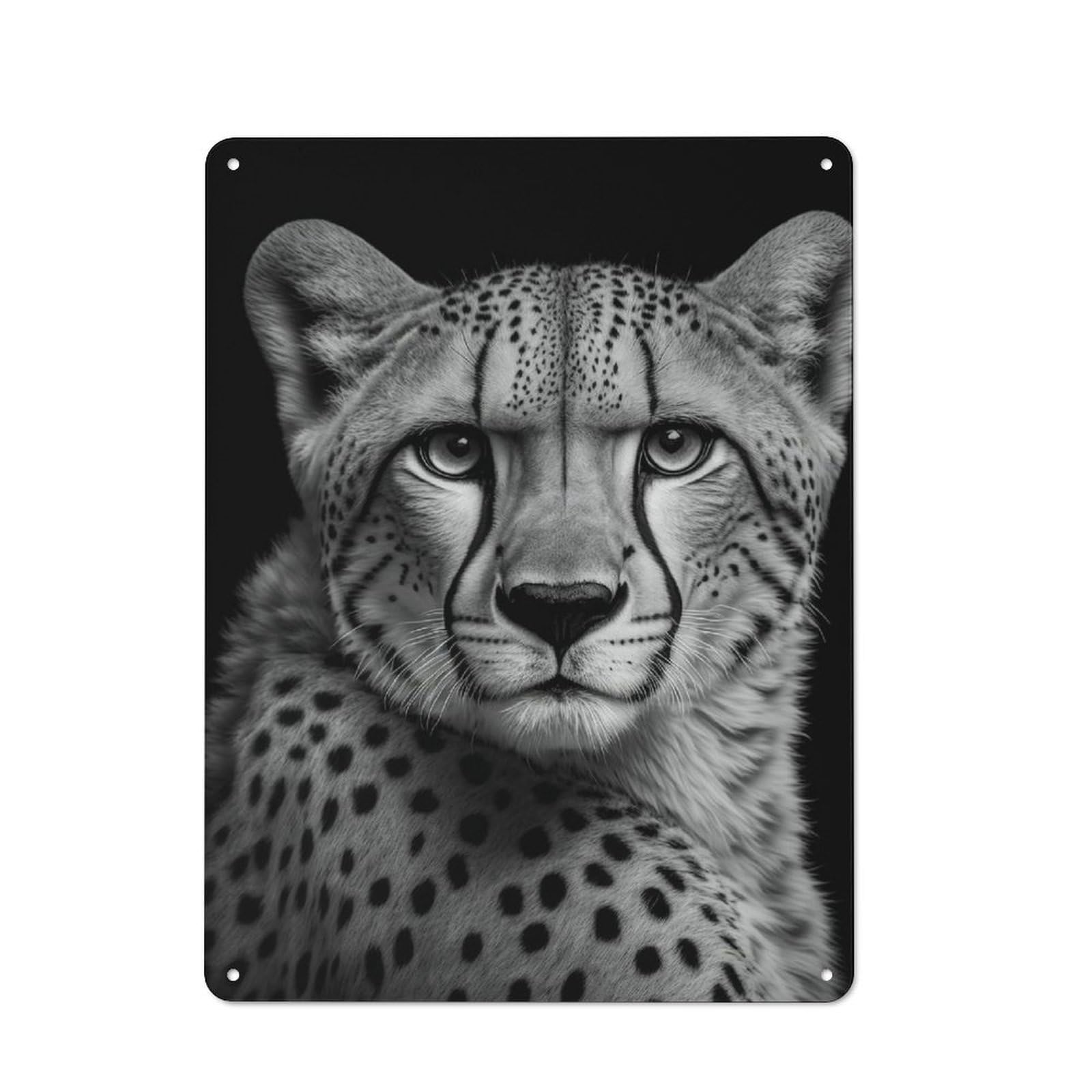 Junmoney Style-10 Portrait Of A Cheetah Vintage Metal Sign 40X30cm, Shop Front Style Cafe Wall Decor For Takeaway, Bar, Kitchen Or Counter Area
