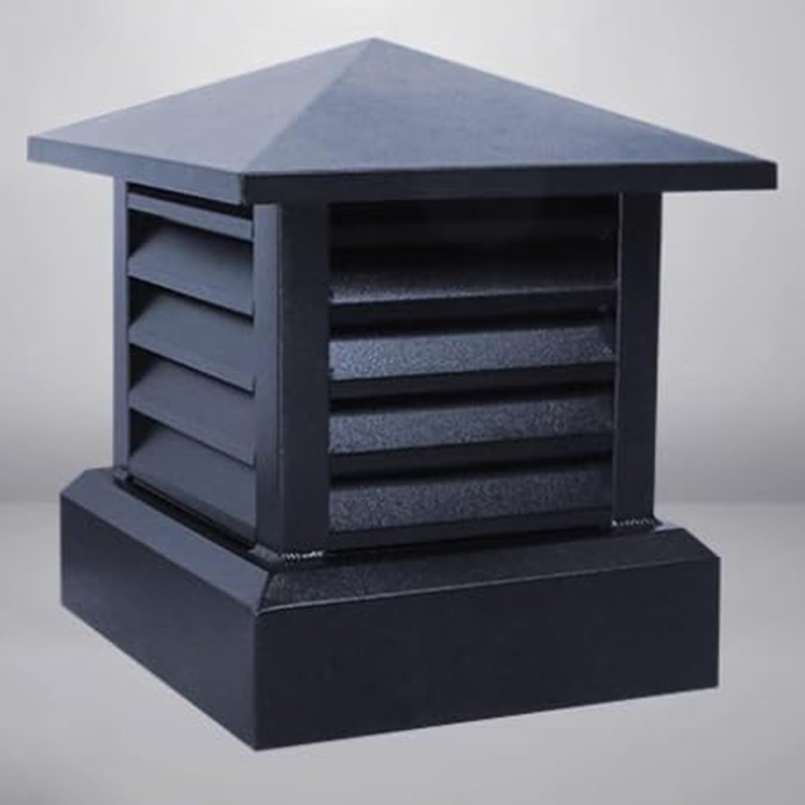 Schornsteinabdeckung Regenhaube Schornstein kaminhaube Aluminium Abdeckung für Zigel, Quadratische Form mit Konischer Spitze Außenbereich Geeignet Winddicht Regenfest Kamin Schwarz (50cm)