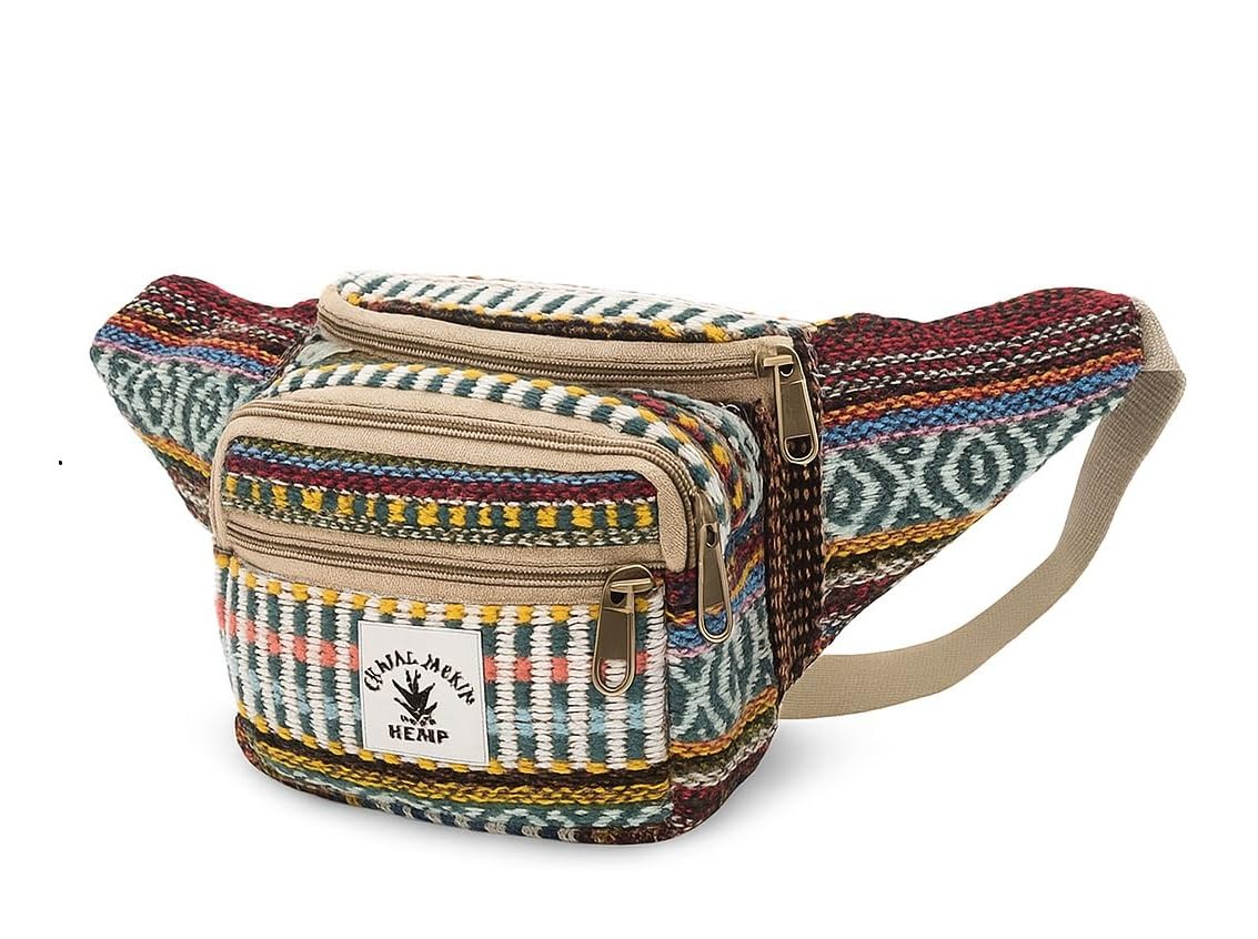 CHAMBYAL Unisex Mountain Style Waist Bag Eco-Friendly Hemp Fanny Pack RFID Blocking Hemp Fanny Pack Safe Travel Waist Bag for IDs & Cards-image-10