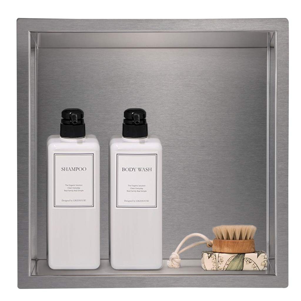 Sanbege 12 12 Shower Niche Brushed Stainless Steel Recessed Shower Caddy Bathroom Shelf Insert Fits for 11x11 Wall