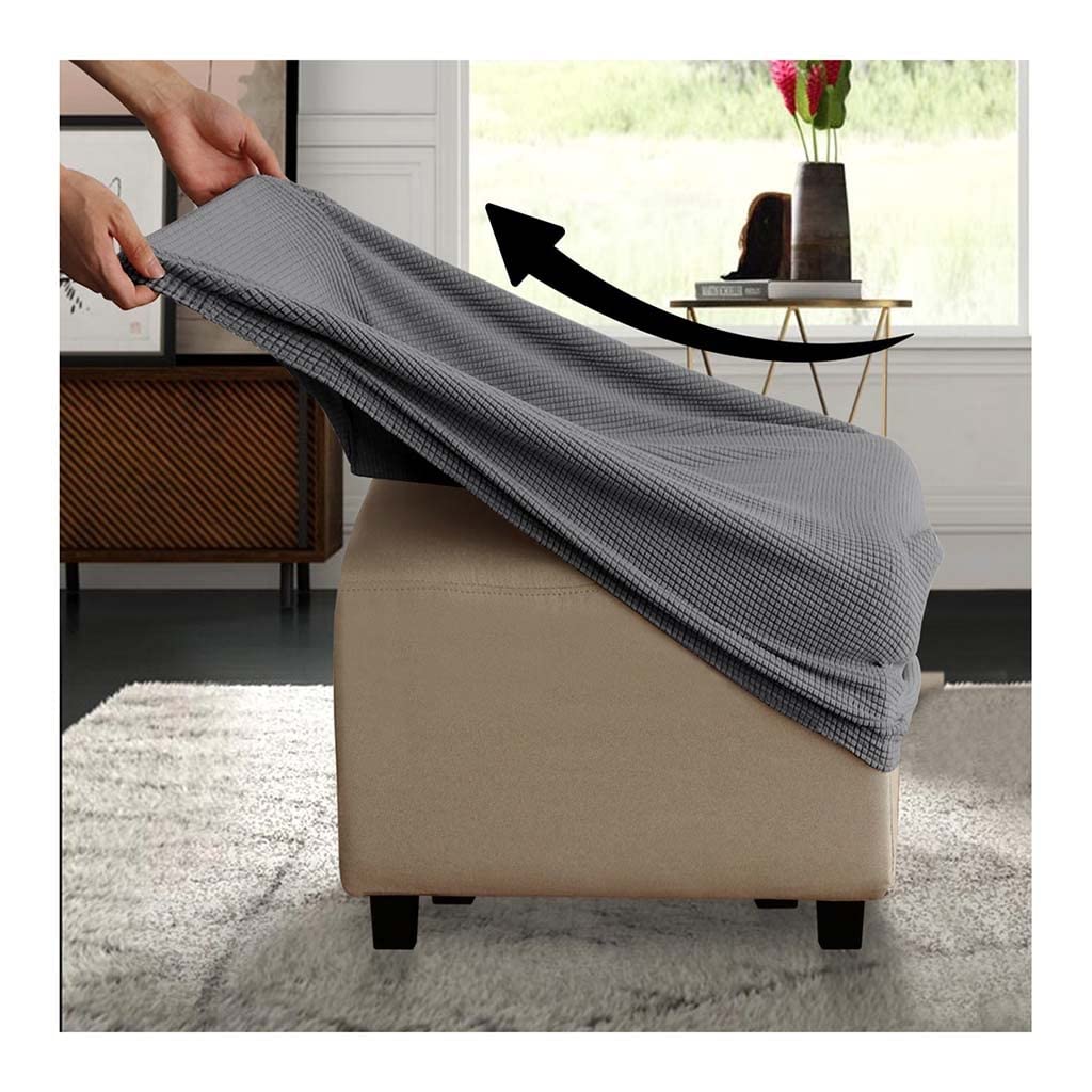 Copri Pouf Elasticizzato 80x80 Cm - Fodera Per Ottomano Sgabello O Poggiapiedi Tessuto 376175