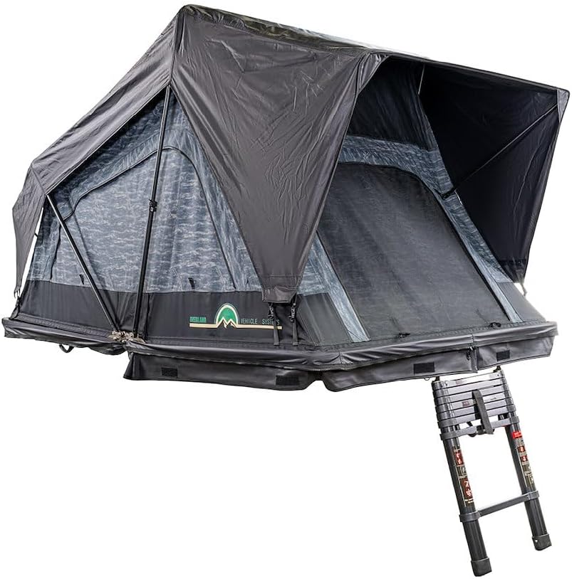 Tent - XD Sherpa Car Top | Soft-Sided Roof Top Tent | 60" x 95" x 52" | Sleeps 3 Adults | Black Aluminium Base | Ripstop Poly-Cotton Body | Includes Rain Fly, Ladder, 2" Mattress, Screen Windows