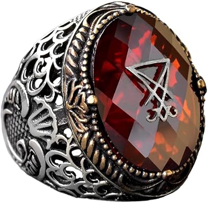Unique Mens Sigil of Lucifer Ring - Silver Satanist Jewelry, Custom Made Engraved Devil Seal Signet Ring
