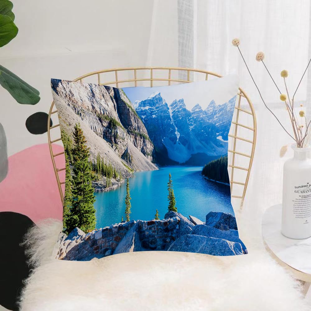 HYOSXW Cushion Cover,Throw Pillow Case Home Decorative for Living Room Bedroom Sofa Chair 16X16 Inch,Nature,Moraine Lake Banff National Park Canada Mountains Pines Valley of the Te,Pillowcase 40X40cm