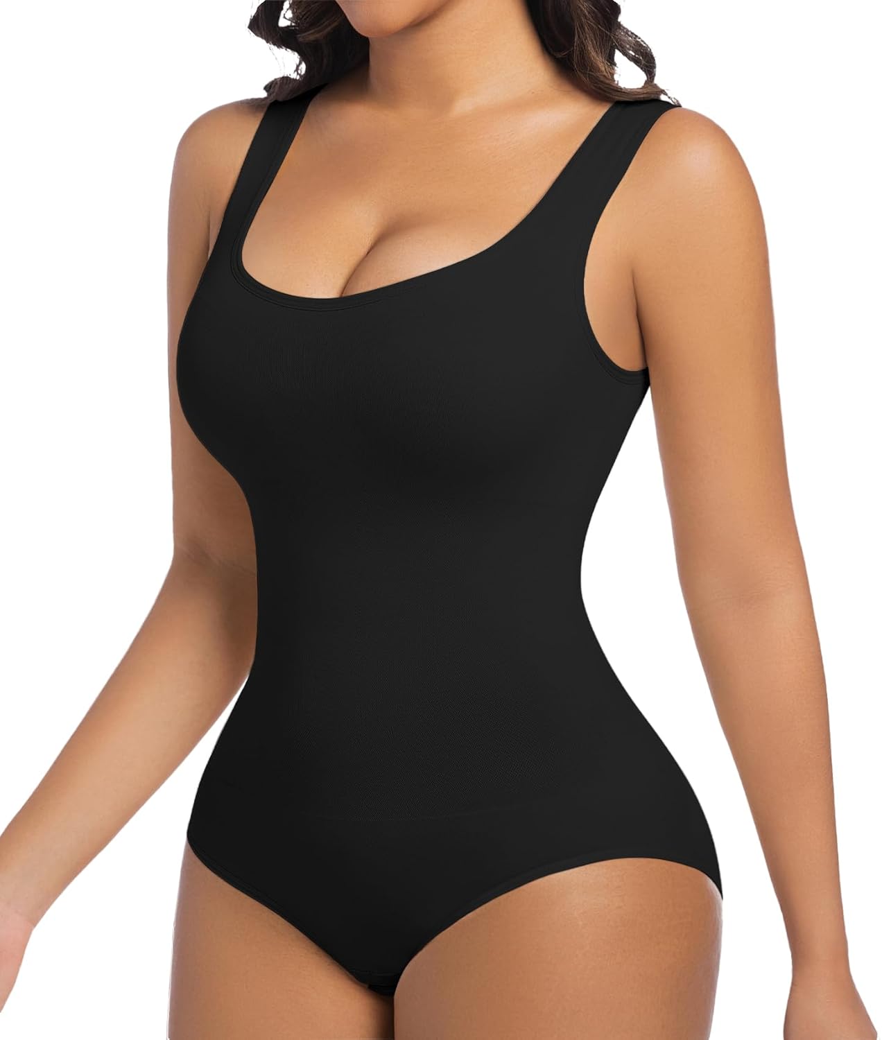 ONEW Shapewear Bodysuits Tummy Control Body Shaper Seamless Waist Trainer for Women Scoop Neck Going out Tops
