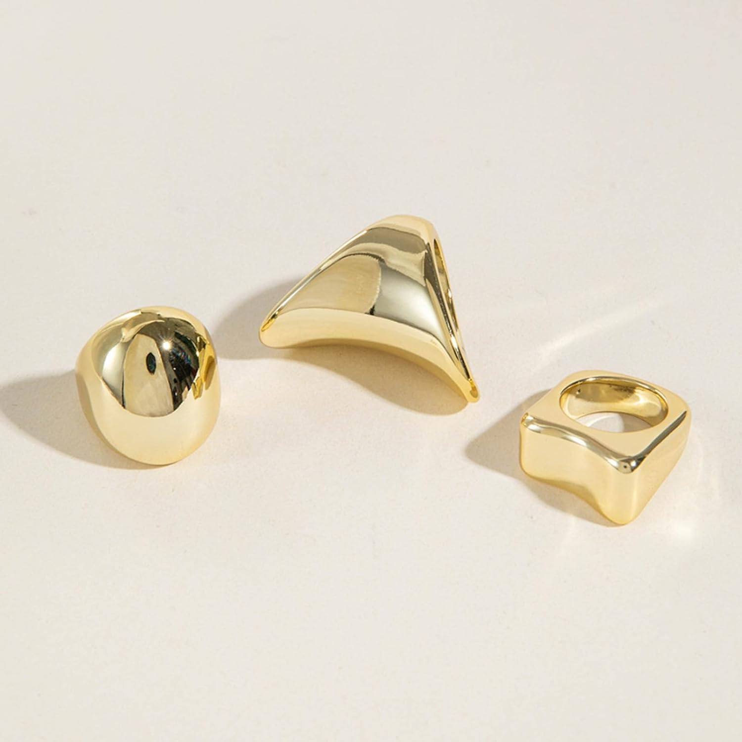 Long tiantian Chunky Gold Rings Stackable Rings for Women Dainty Gold Chunky Stacking Statement Ring Set Open Adjustable Jewelry Trendy Stuff - Image 5