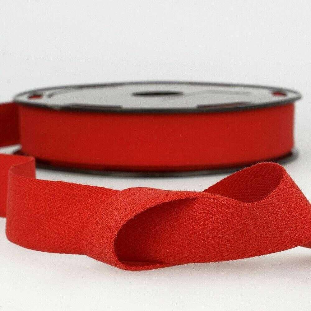 30mm Pure Cotton Herringbone Twill Tape Binding 37 Colours 1 2 4 8+ Metres 304D, 008 Red, 8 Metres