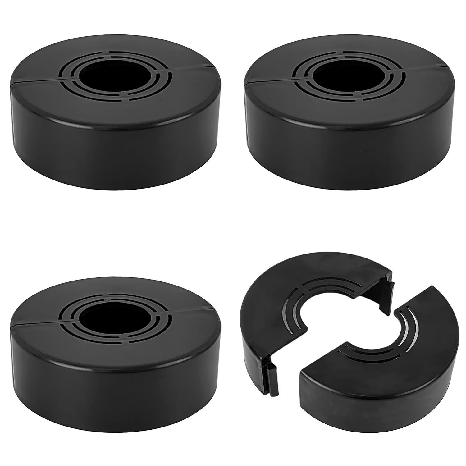 4 Piezas Embellecedor Grifo Ducha, Tamaño Ajustable Embellecedores Tubos Calefaccion, Negro Embellecedor Ducha Adecuado para TuberíAs de Gas, TuberíAs de Agua y Radiadores (1)