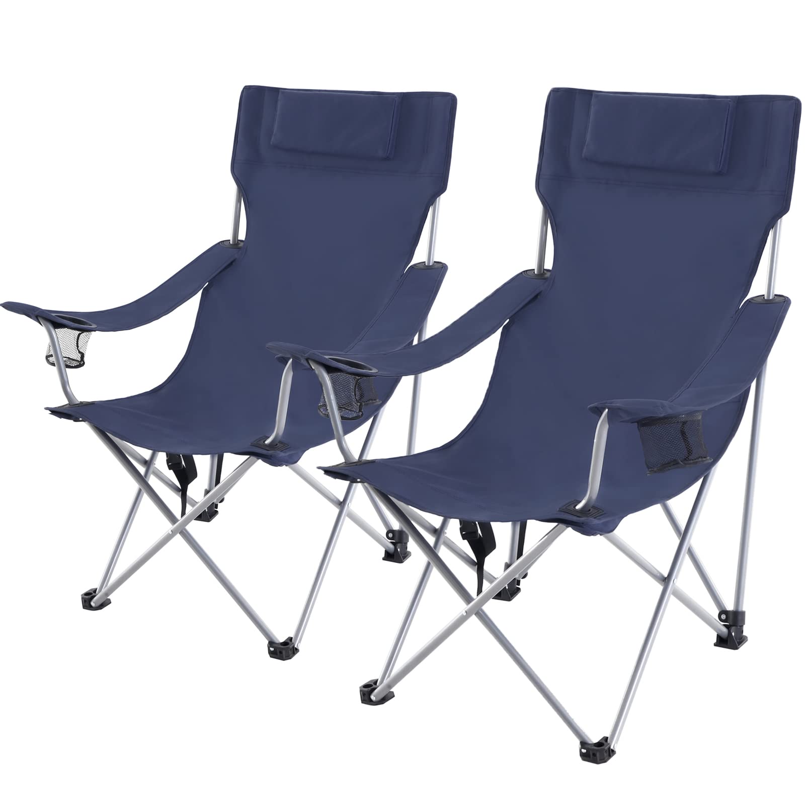 SONGMICS Strandstuhl, tragbarer Klappstuhl, mit hoher Rückenlehne, klappbarer Campingstuhl, leicht, hoch belastbar, Outdoor-Stuhl mit Tragetasche, hellblau GCB61BU