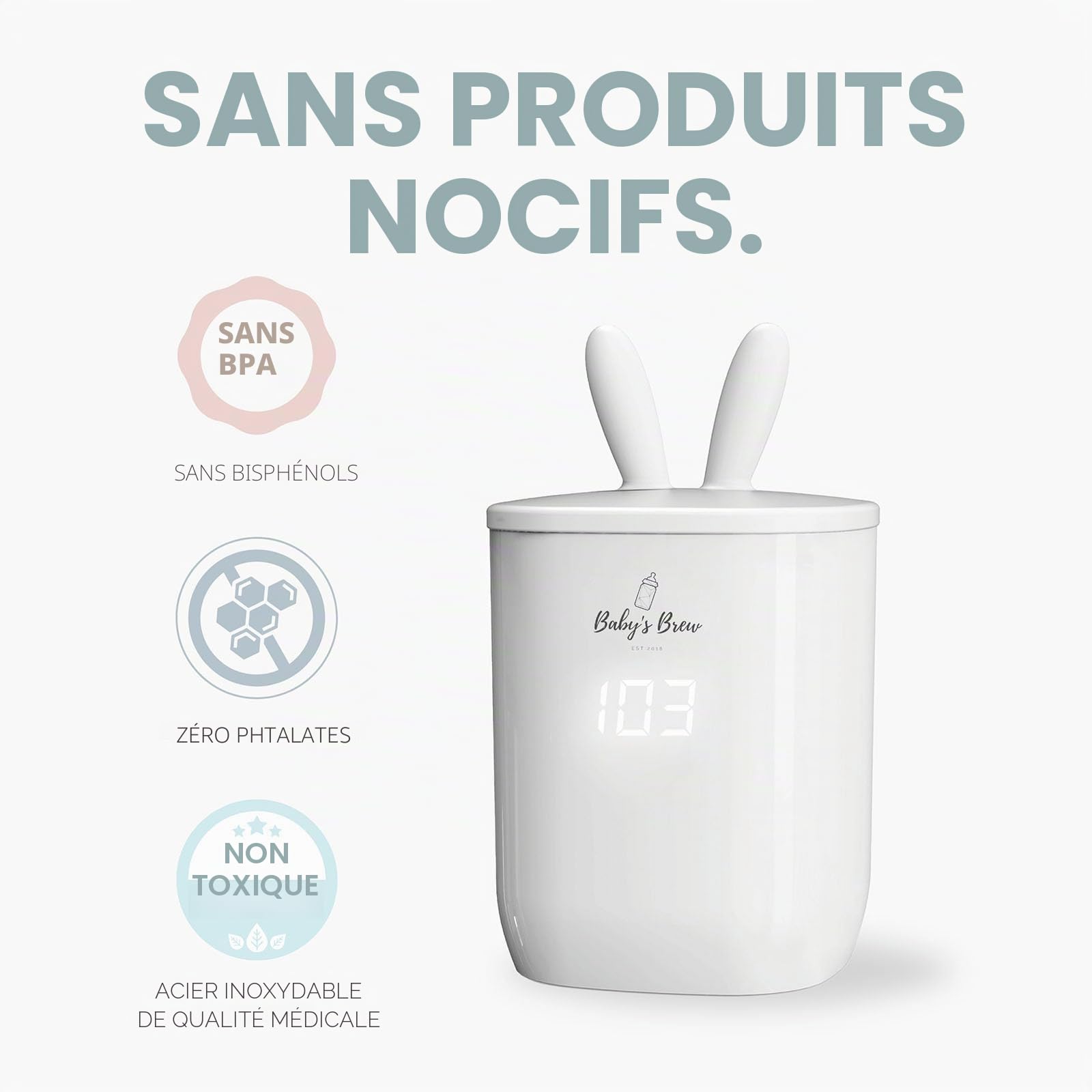 Baby's Brew Warmers 3.0 – Chauffe-Formule Portable pour Voyage, Deux Modes de Chauffage – Réchauffe Le Lait Maternel, la Formule et l'eau, Anti-Fuite, Technologie de capteur Intelligent, sans BPA