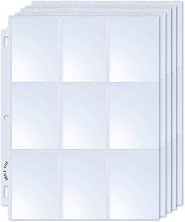 Trading Card Sleeve Pages 9 Pocket Pages Protectors 3 Holes for Trading Cards/Sport Cards/Game Cards Fit 3 Ring Binder 25 Sheets OS0225