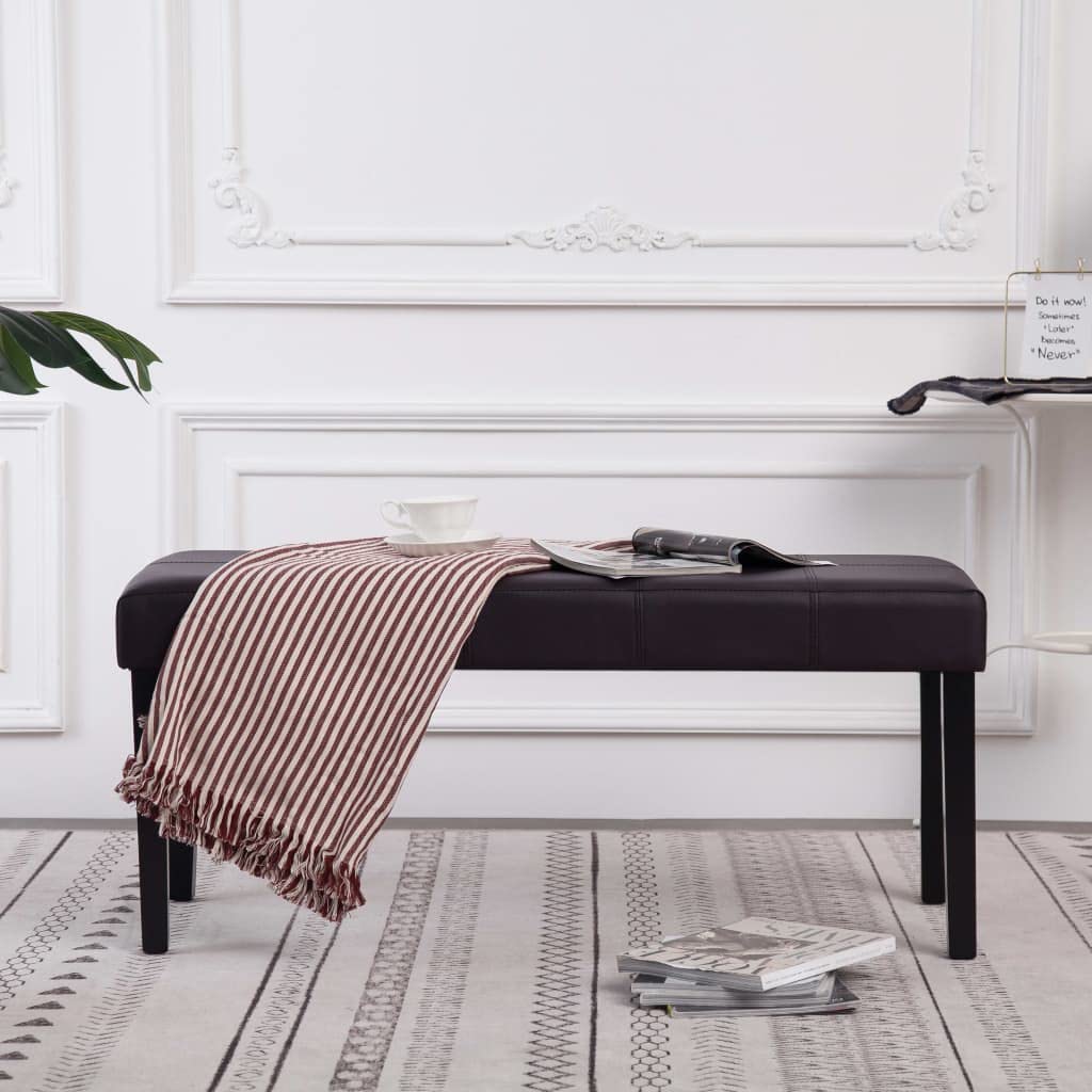 Banc à chaussures en cuir marron de 106 cm pour sublimer votre couloir et entrée