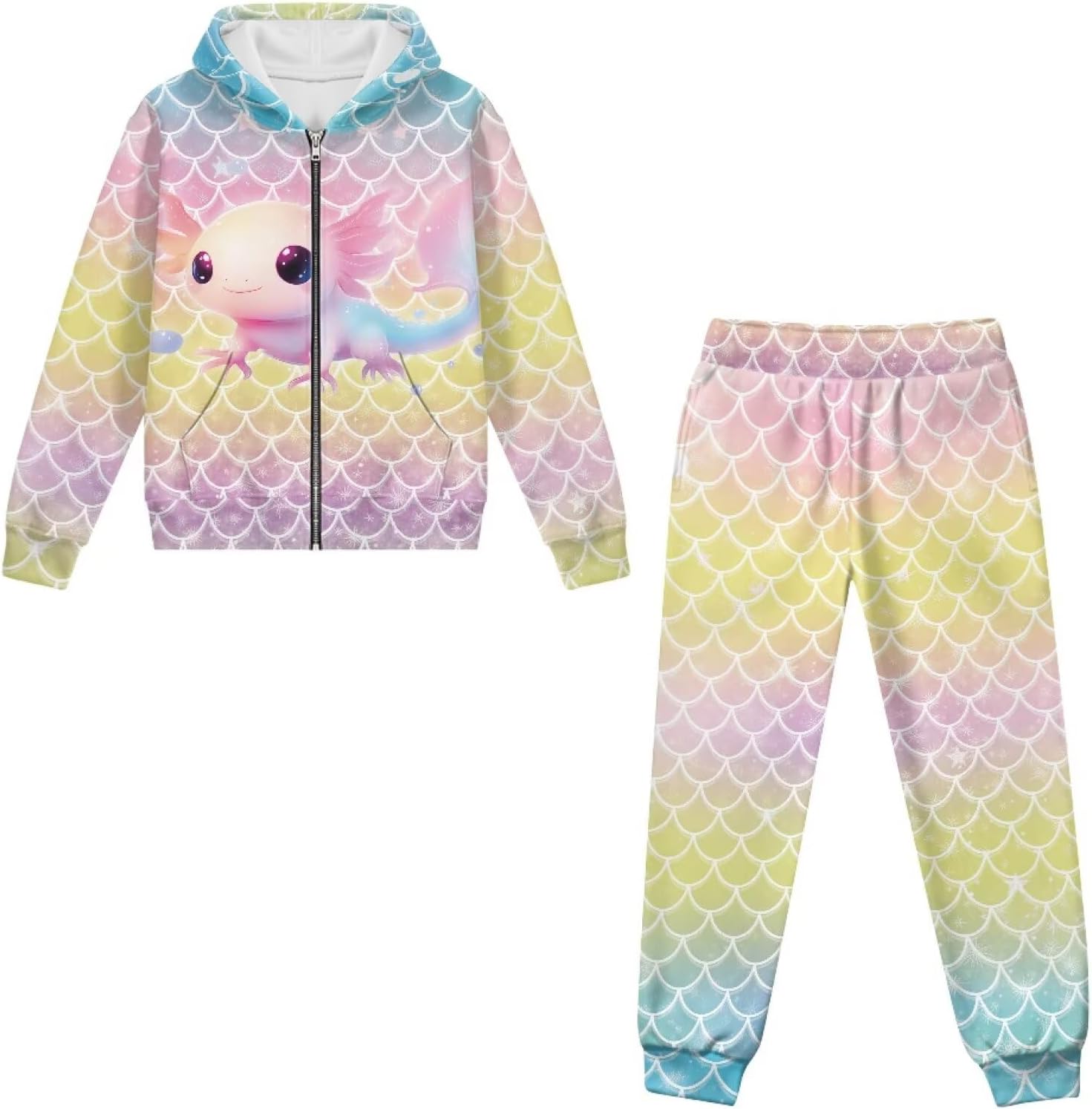 Girls Boys Casual 2 Piece Set Long Sleeve Zipper Sweatshirts and Sweatpants Set Fall Winter Tracksuit for 6-15T