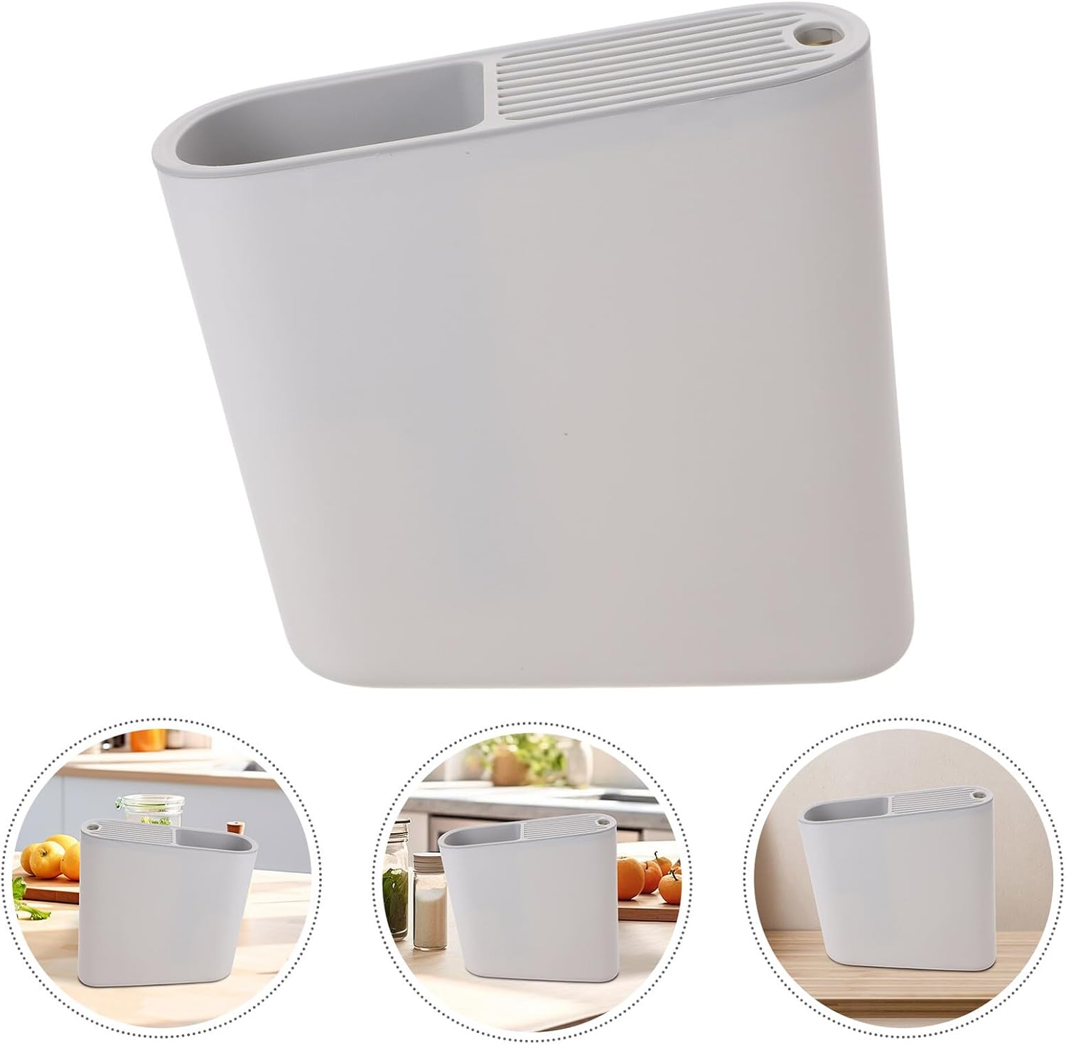 POPETPOP Kitchen Cutter Holder Utensil Draining Rack White Multi-slot Kitchen Tool Organizer with Chopstick Storage Countertop