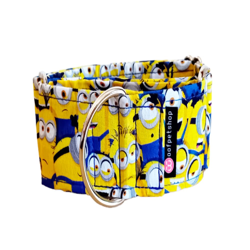 Collar Martingale/Correa/Cinturon Seguridad MINIONS para Perro Galgo Greyhound - Hecho a Mano en España