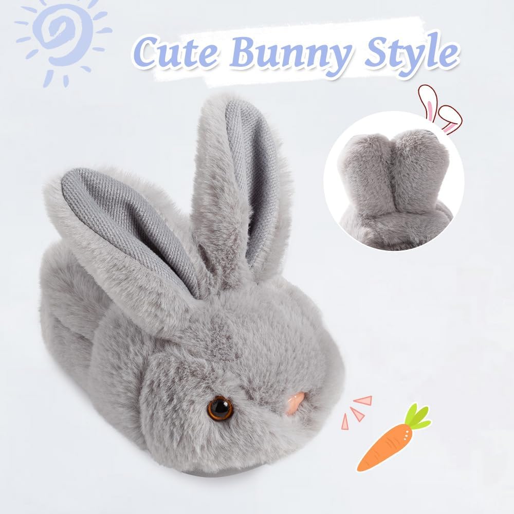 Drecage Girls Toddler Slippers Boys House Shoes for Little Kids Cute with Bunny Design Plush Indoor Slippers Non-Slip - Image 2