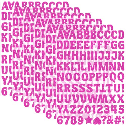 528 PCS Glitter Letter Stickers,6 Sheets 1 Inch Alphabet Stickers, Magenta