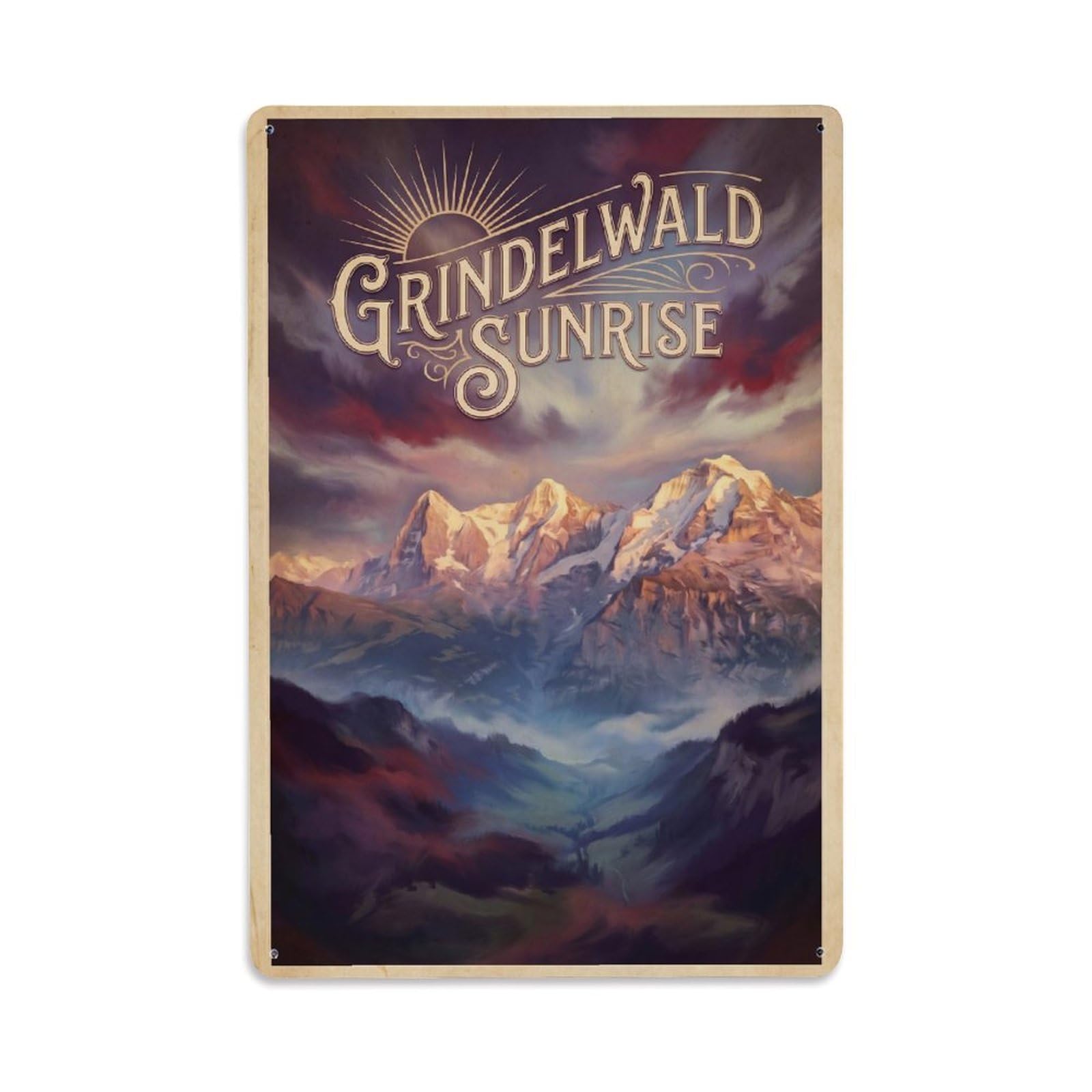 Gead 8X12inch Style Vintage Travel Switzerland Sunrise Peaks Metal Tin Sign