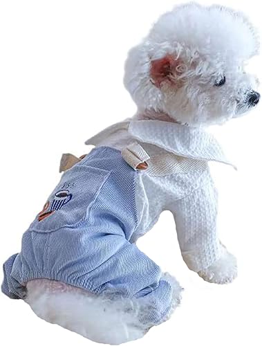 Miniatura 6 de Trajes de perro para perros pequeños, camisas clásicas para perros, pantalones de mezclilla con cabeza de oso, rayas blancas y negras, overol para