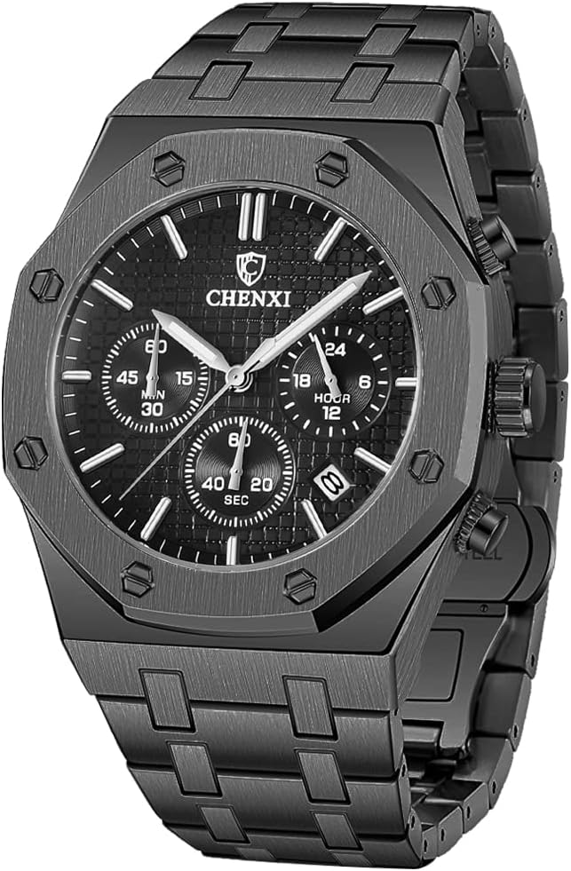 Tiong Mens Watches Chronograph Stainless Steel Waterproof Date Analog Quartz Watch Business Casual Fashion Wrist Watches for Men - Image 8