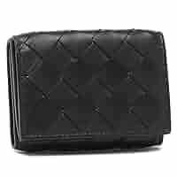 美品 BOTTEGA VENETA 三つ折り財布 ブラック BOTTEGA VENETA ブラック三つ折り財布最終値下げ