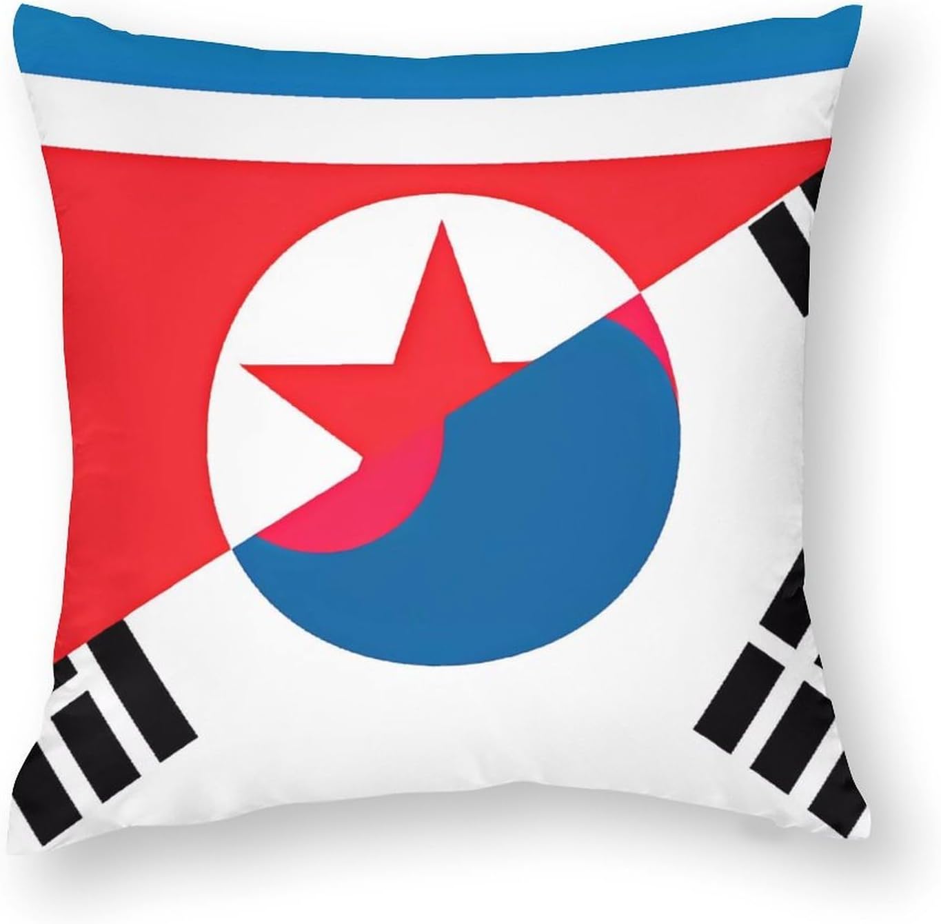 North Korea South Korean Flag Printed Throw Pillow Case 4 Pcs Soft Pillowcases Pillows Covers Sofa Bed Decor 12/14/16/17/18/20/22/24/32 Inches