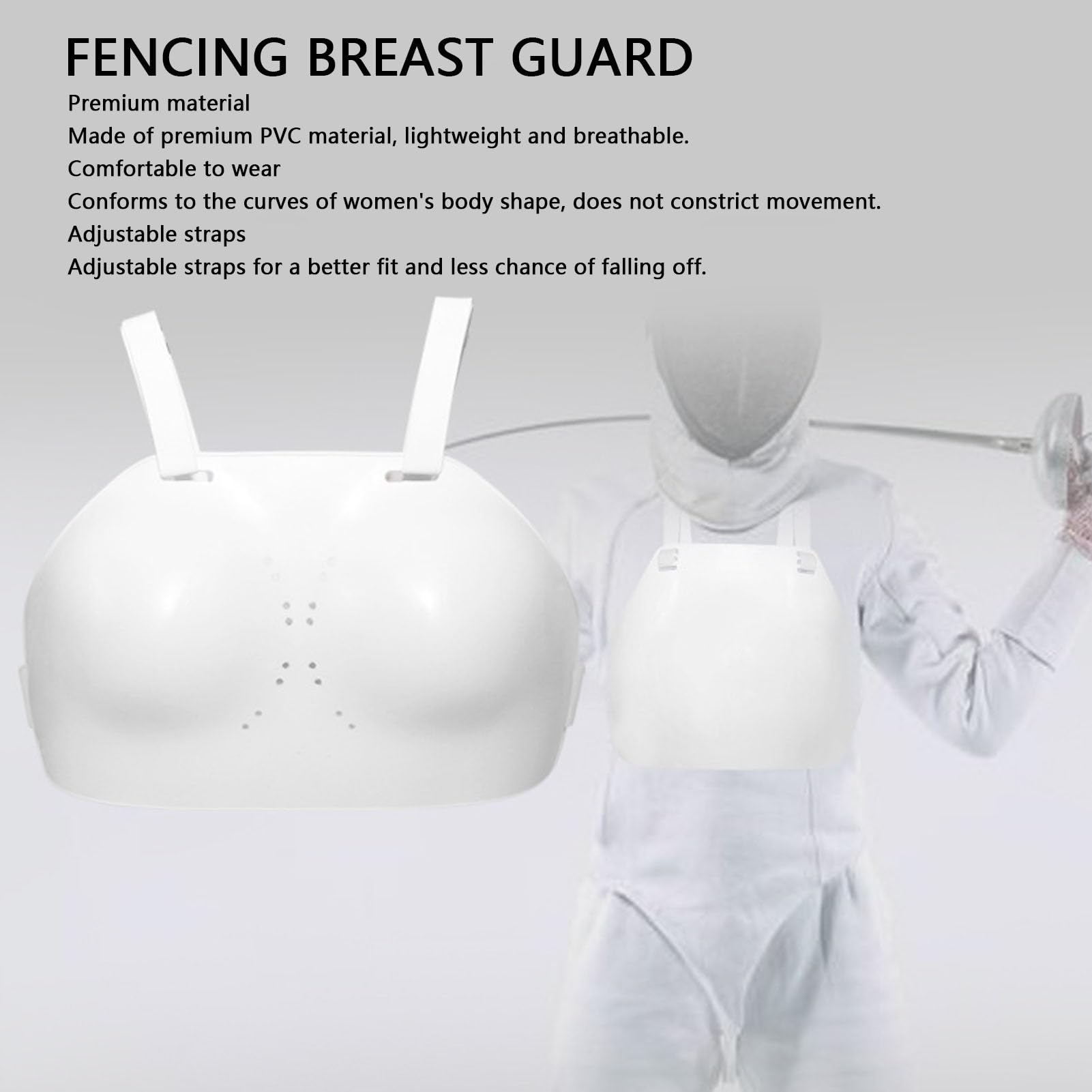 Fencing Breast Protector Fencing Chest Protector Adjustable Fencing Breast Protector for Soccer Baseball Volleyball (L Size)