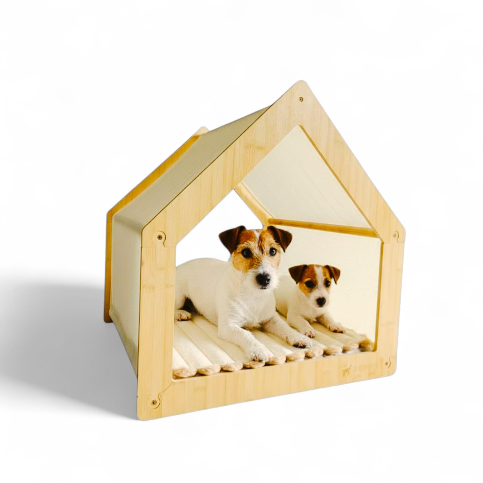 Pepps Panier pour chien en bambou avec coussin orthopédique