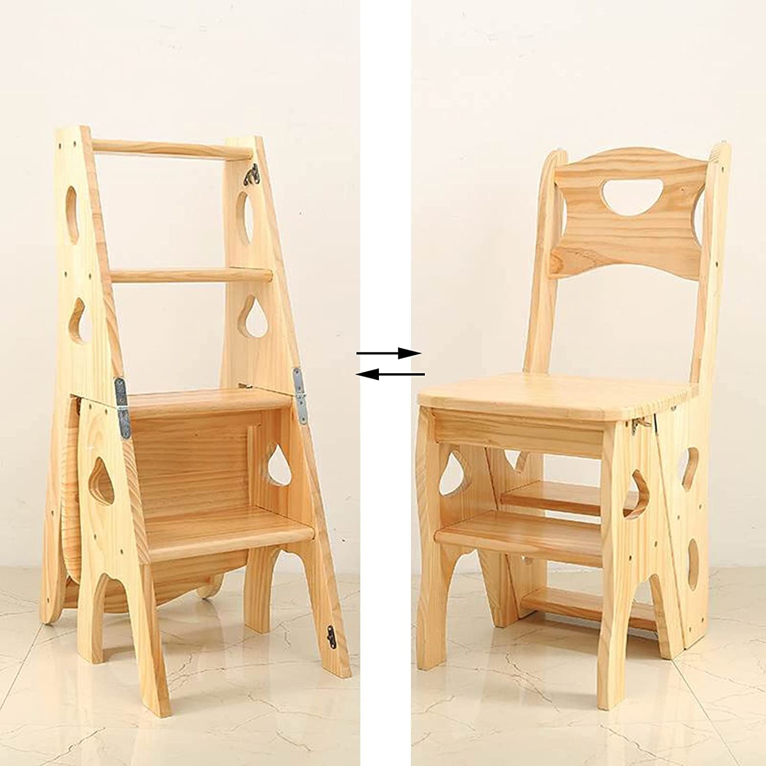 Bath Stools,Stairs Chair Folding Ladder 4 Step Stool Foldable Kitchen Step Flower Shelf Bedroom/Bathroom/Toilet Stairs Chair Stepladder| Bookshelf Natural