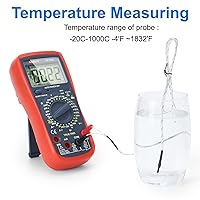 Vista 6 de Multímetro automotriz, True RMS CAT III 600V, probador de voltaje/corriente CA/CC, temperatura/frecuencia/ohmio/ciclo de trabajo, prueba de ángulo