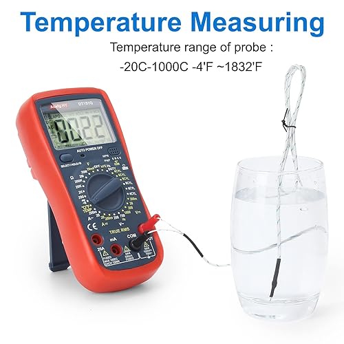 Miniatura 6 de Multímetro automotriz, True RMS CAT III 600V, probador de voltajecorriente CACC, temperaturafrecuenciaohmiociclo de trabajo, prueba de ángulo de
