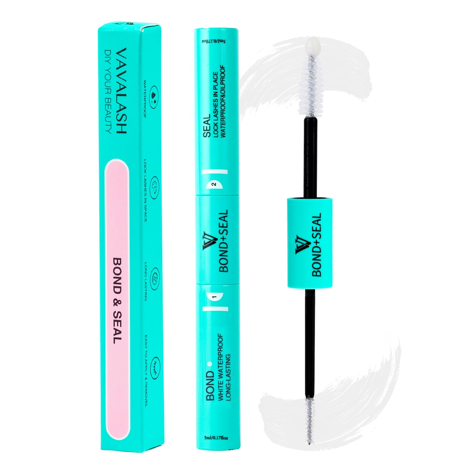 VAVALASH Bond and Seal Lash Clusters Glue 2 in 1 Long Lasting Clear Cluster Lash Glue for Eyelash Extensions Waterproof Adhesive and Sealant 48-72