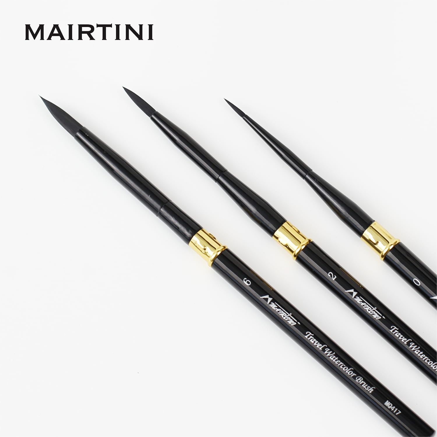 Mairtini Academy Grade MQ417 Series Synthetic Fibre Travel Fine Tip Watercolor Brush 5pcs Set with Portable PU Pocket,15#