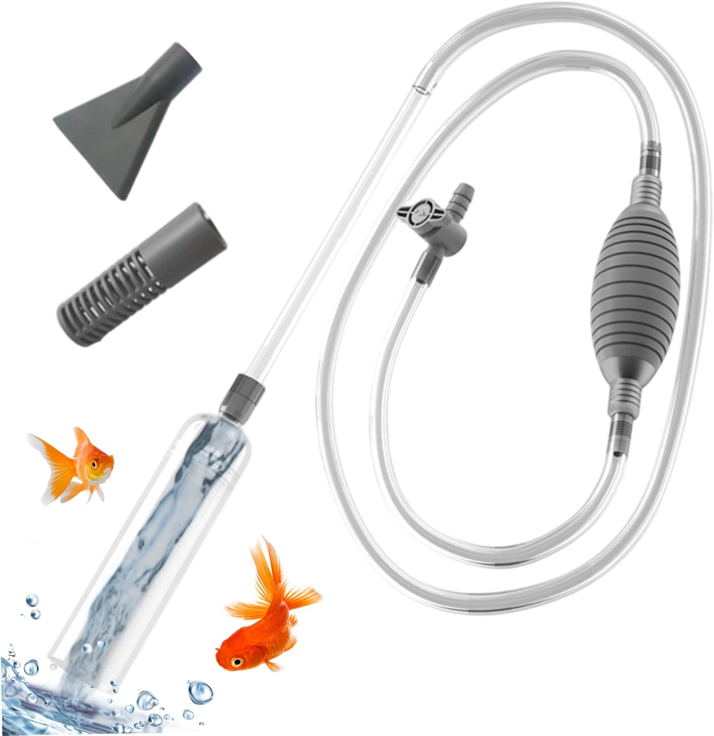 Gravel Vacuum for Aquarium, 9.84ft Adjustable Water Volume Fish Tank Cleaner with Filter & Additional Nozzles, Removable Thickened Aquarium Siphon, Flexible Fish Tank Vacuum..