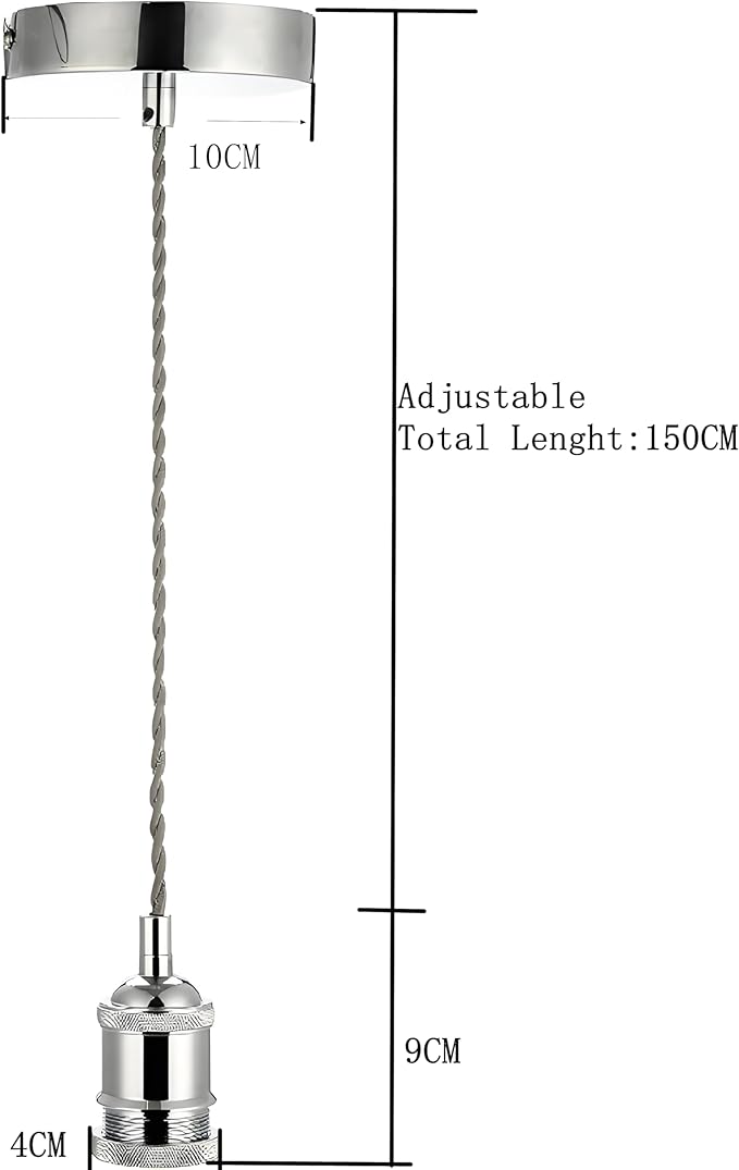 EmyZöilure Vintage Retro Plafond Hanglamp Fitting, 1.5M Twisted Gevlochten Fle, E27 Lamp Houder Hanglamp Hanglamp Fitting Kit photo 3