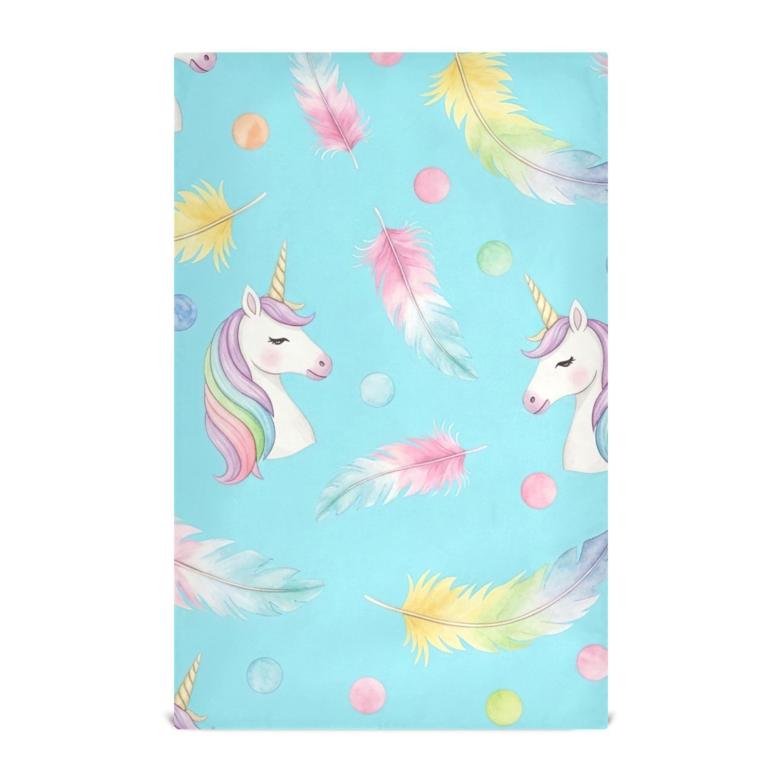 Torchons licornes aquarelles pastel grand format 71x45 cm pour vaisselle