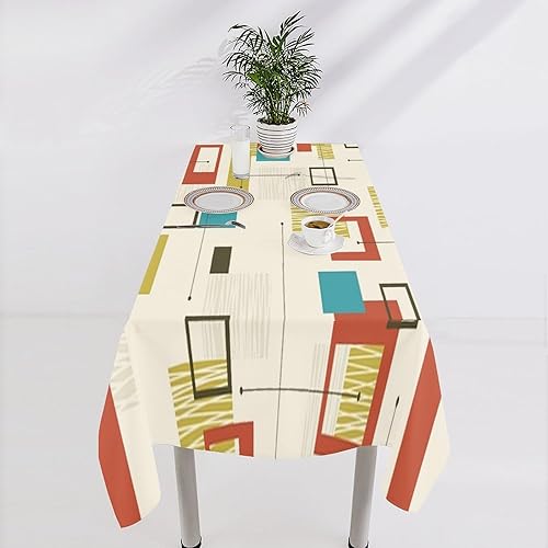 Miniatura 745 de Mantel floral hippie, diseño retro de los años 70, naranja, rosa, azul, floral, bohemio, estampado estético de margaritas, para fiesta, picnic