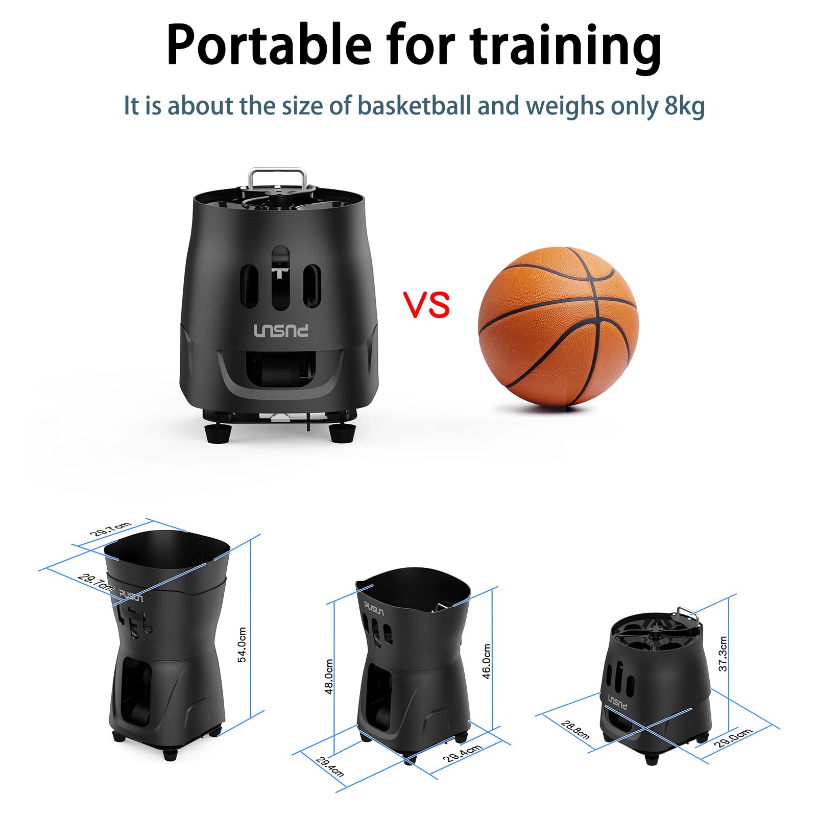 PP Mini PRO Tragbare Pickleball-Maschine, leicht und kompakt, perfekt für Training und Übung auf dem Platz, inklusive Fernbedienung, kann 45 + Pickleball-Bälle aufnehmen
