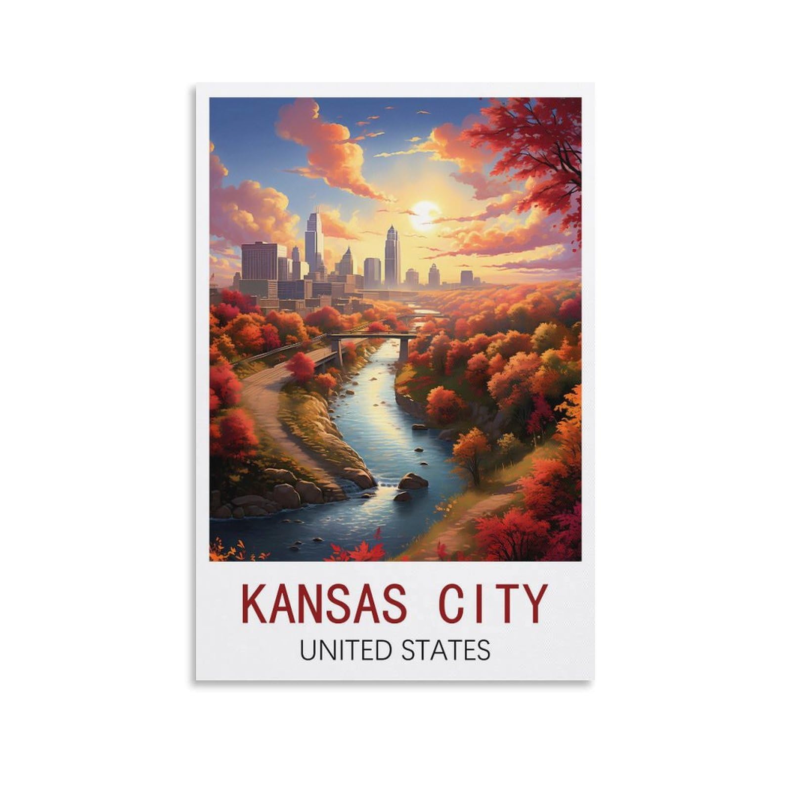 EZMLFA 5D Diamond Painting Kits,Kansas City United States Diamond Art Kits Adults, Create Your Own Diamond Painting Full Drill Gifts for Home Decor 50x60cm