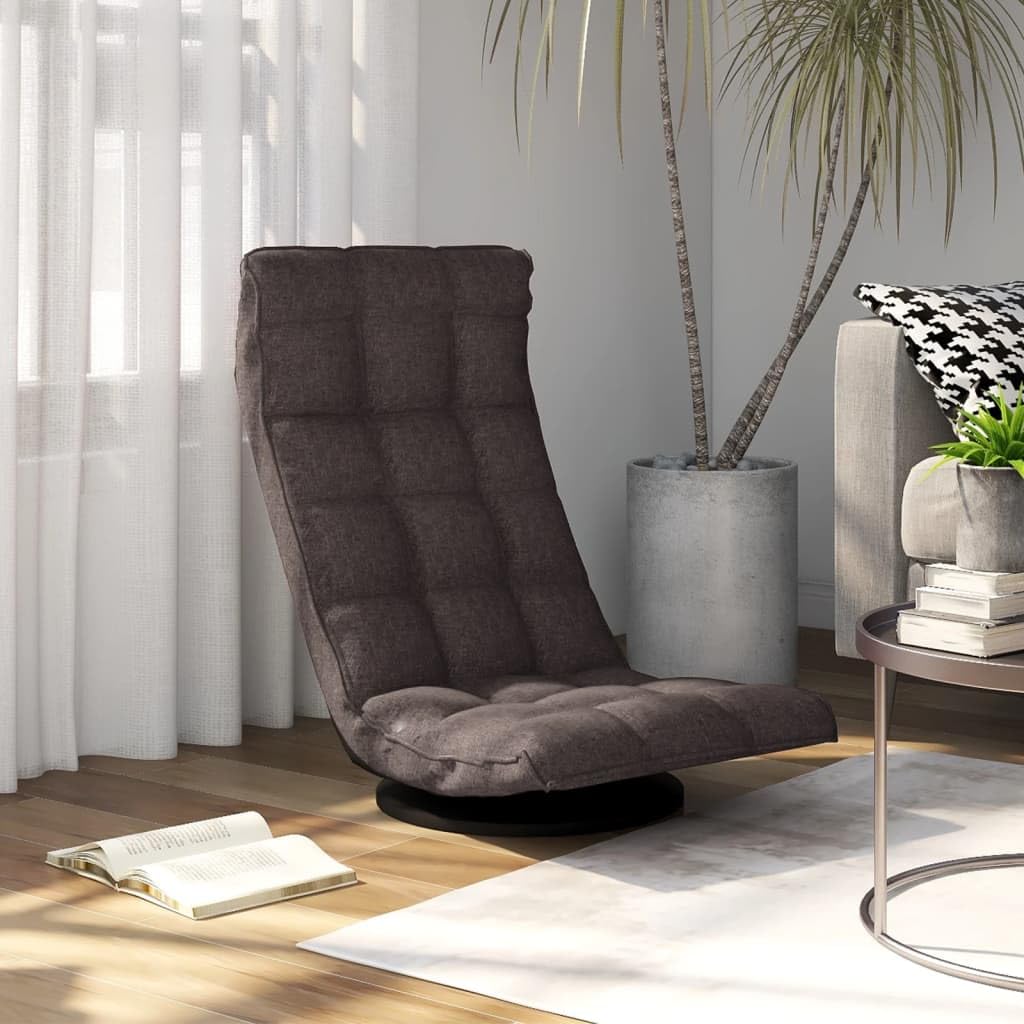 Bodenstuhl Drehbar Taupe Stoff gepolstert mit verstellbarer Rückenlehne und Armlehne, klappbar und platzsparend, ergonomischer Bodensessel für Gaming, Yoga, Meditation