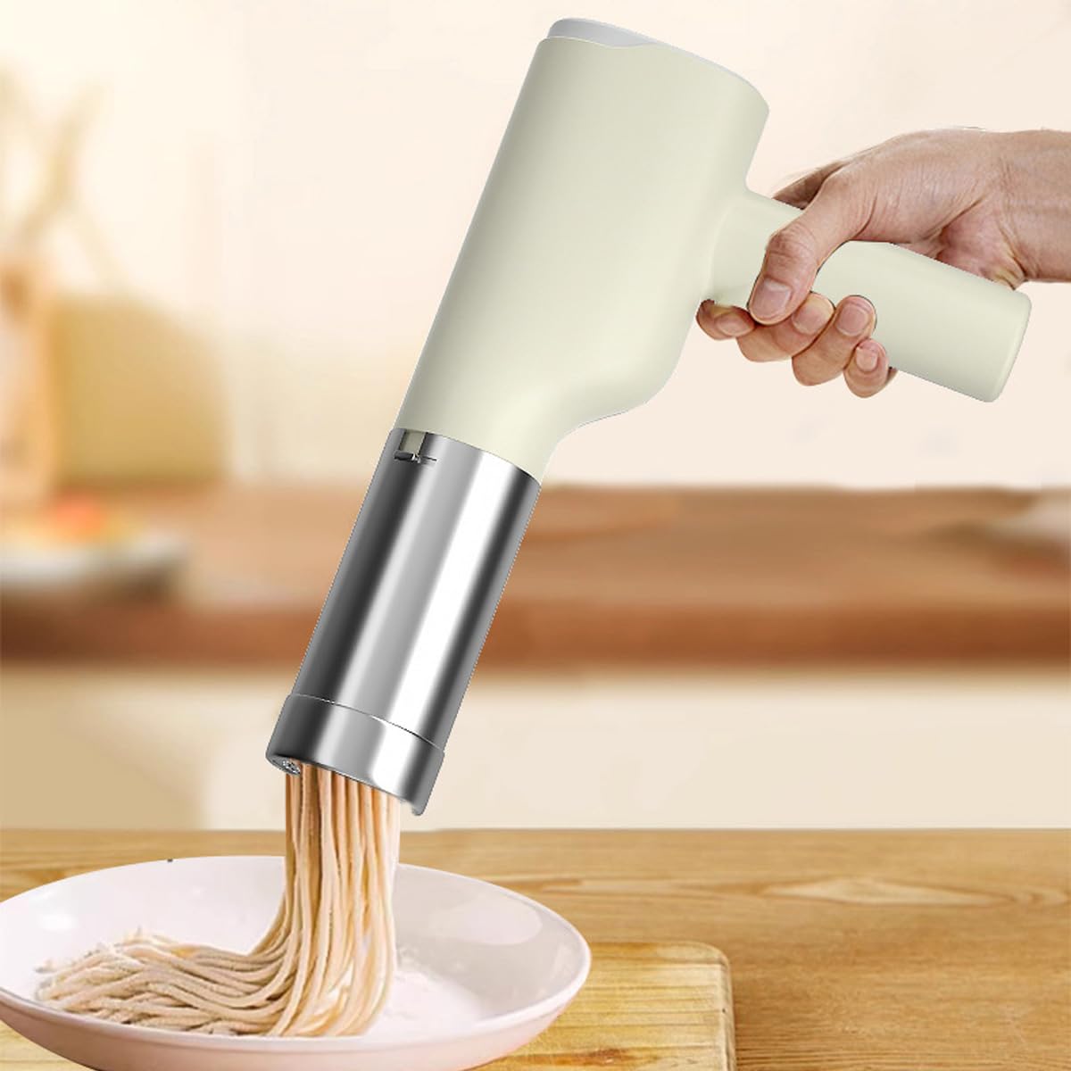 Machine à pâtes électrique 40 W, sans Fil, portative et Automatique, avec 5 plaques à Nouilles et doseur pour préparer des Nouilles de différentes Formes.