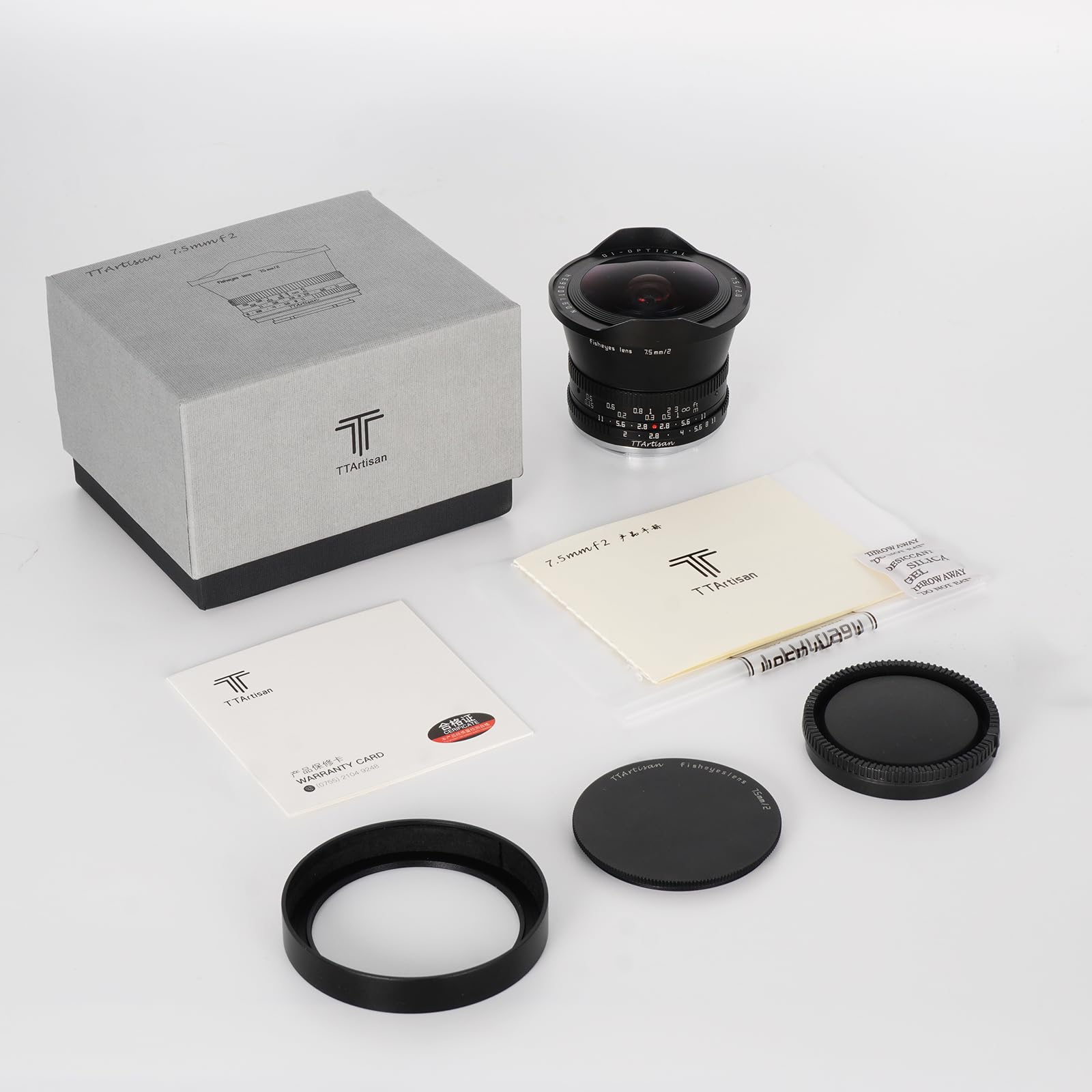 TTARTISAN 7.5mm F2.0 Objetivo de cámara Ojo de pez para Montura Fuji X APS-C Enfoque Manual (sin Filtro ND)
