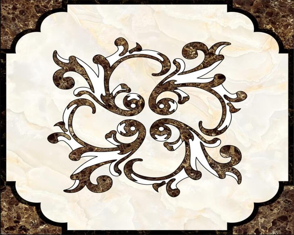 HETRUE Self Adhesive Wallpaper Sticky Back Plastic Peel and Stick Vinyl Film Custom 3D Flooring Film European Imitation Marble Water Knife Parquet,350X245Cm Living Room Removable DIY Refurbished