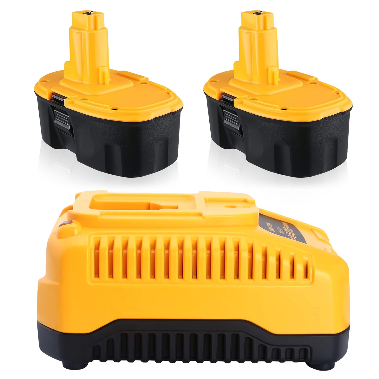 2 Packs 6000mAh 18V DC9096 Replacement for Dewalt Battery and Charger DC9310 Compatible with Dewalt Battery DC9098 DC9099 DW9096 DW9098 DW9099 DC9091 DW9091 DE9098 DE9503 (2+Charger)